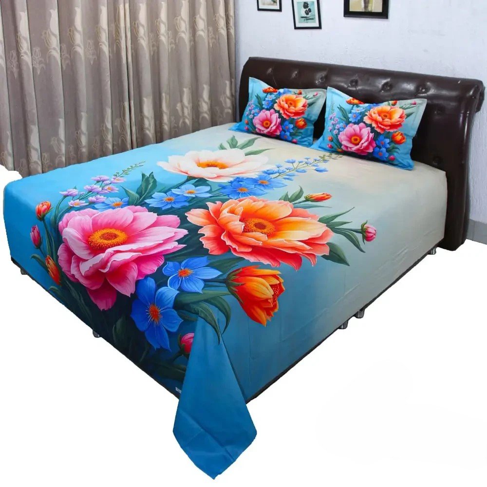 Zinnia Digital Print Bed Sheet