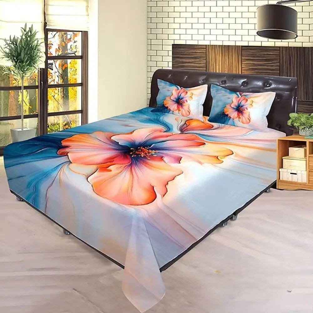 Hibiscus Digital Print Bed Sheet