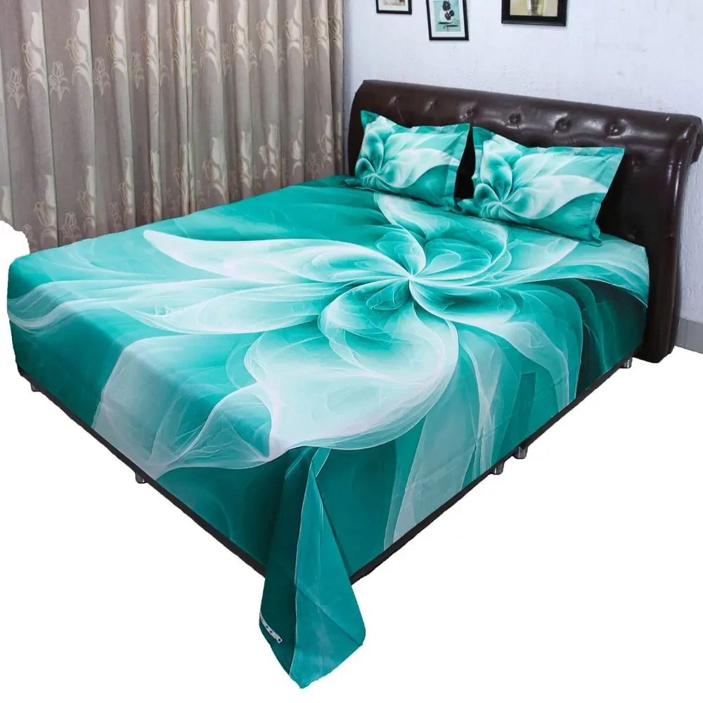 Aztec Dahlia Green Digital Print Bed Sheets