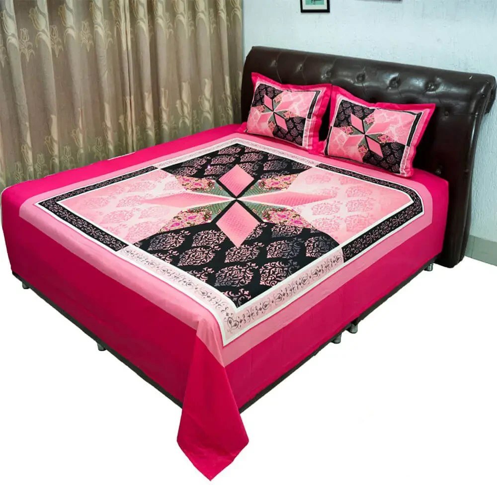 RTP Geometric Deep Pink Bed Sheet