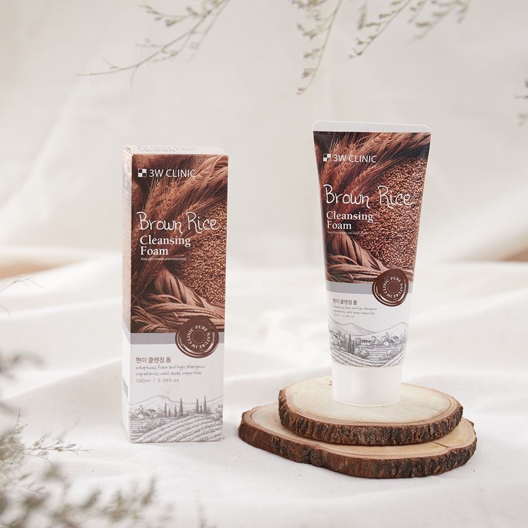 FACE WASH 3W CLINIC BROWN RICE CLEANSING FOAM 100ML
